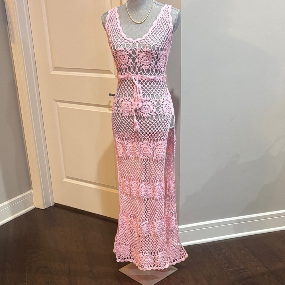 Sugar Thrillz Desert Glam Crochet Knit Maxi Dress size large